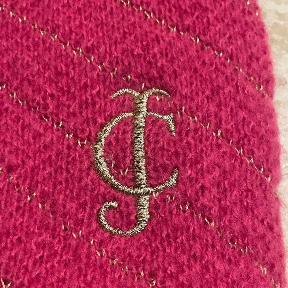 Juicy Couture Lined Cable Knit Hat & Scarf Set | Pink Monogram Gift Set New Gift